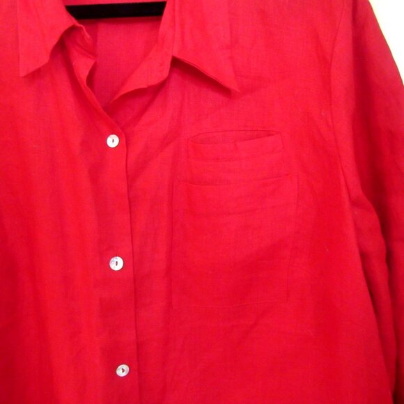 Autograph, Red 100% Linen Woman's Shirt, Size 3X    I640 - Picture 2 of 6
